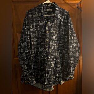 Splatt Resort Wear Men’s Long Sleeve Shirt XL images of Plane Boat Golf Car